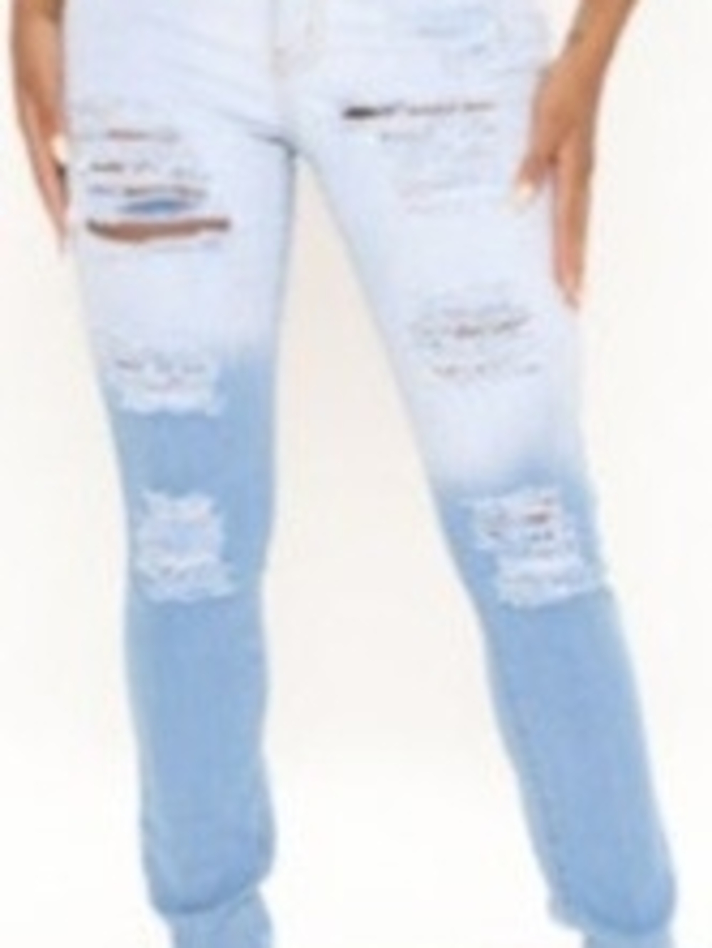 Fashion Nova Light Blue Ripped Skinny Jeans